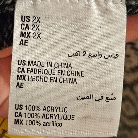 Knit oversized open Cardigan cozzy warm for winter grey and white Karen Scott - Picture 4 of 5